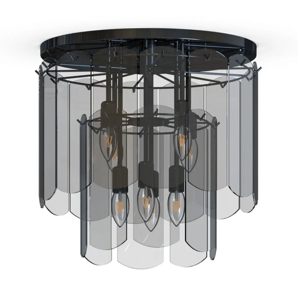 Plafonnier design NIRA verre noir 8xE14 finition luxe Zuma Line