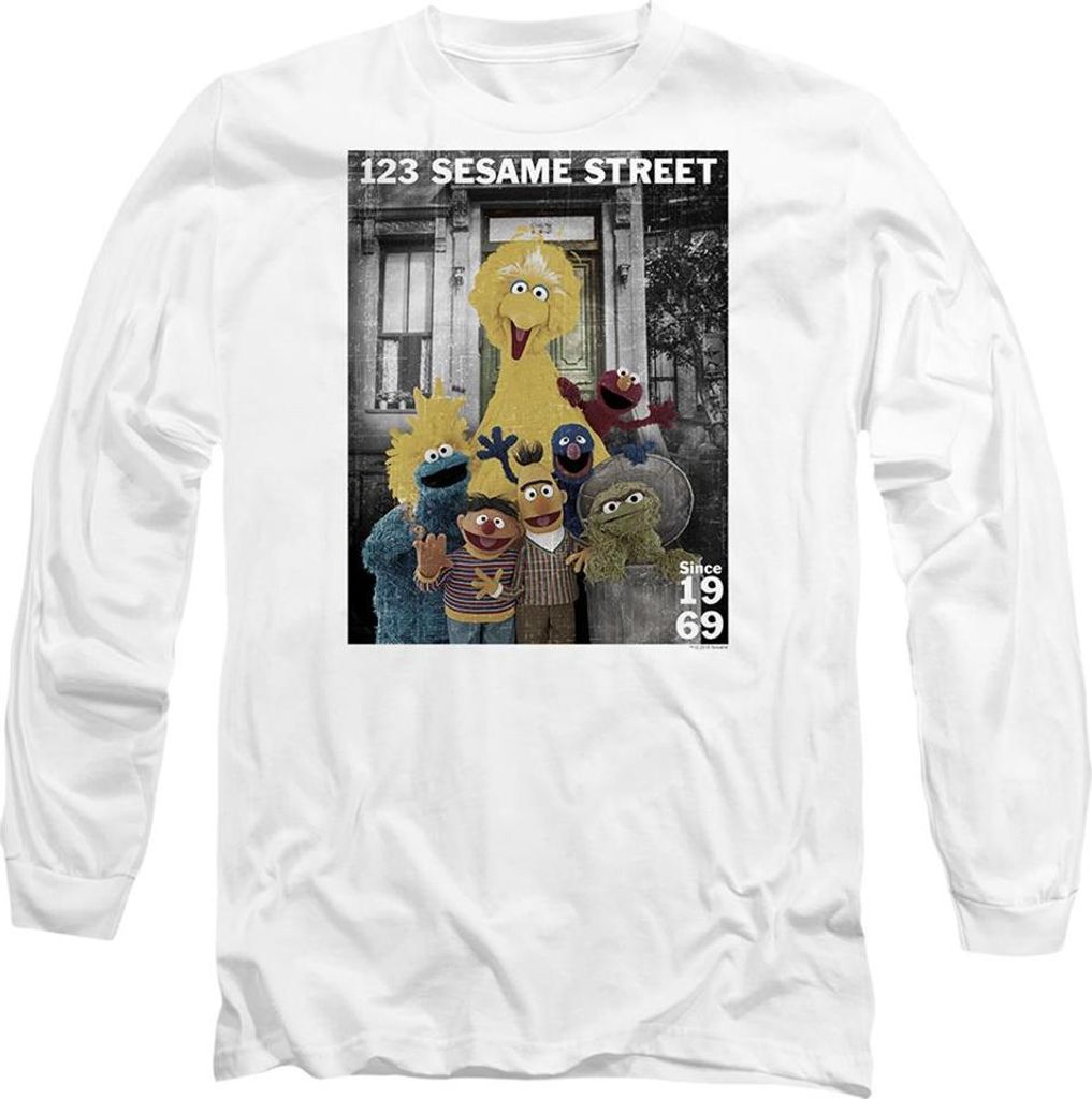 Sesame Street - "Best Address" T-Shirt für Herren/Damen Uni, Langärmlig TV27085 (XL) (Weiß)
