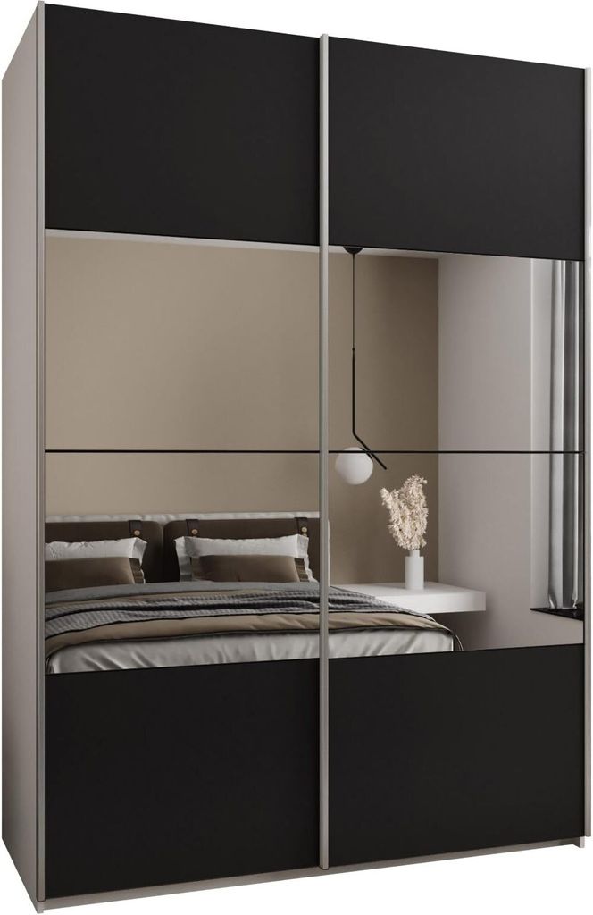 MEBLE KRYSPOL LUX 4 Schrank - 245,5x170x64cm - Weiß, Schwarz, Silber