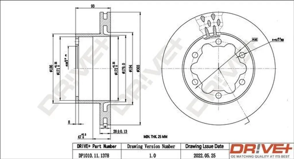 Disque de frein arrière Dr!ve+ DP1010.11.1378 pour Sprinter OE 9064230112