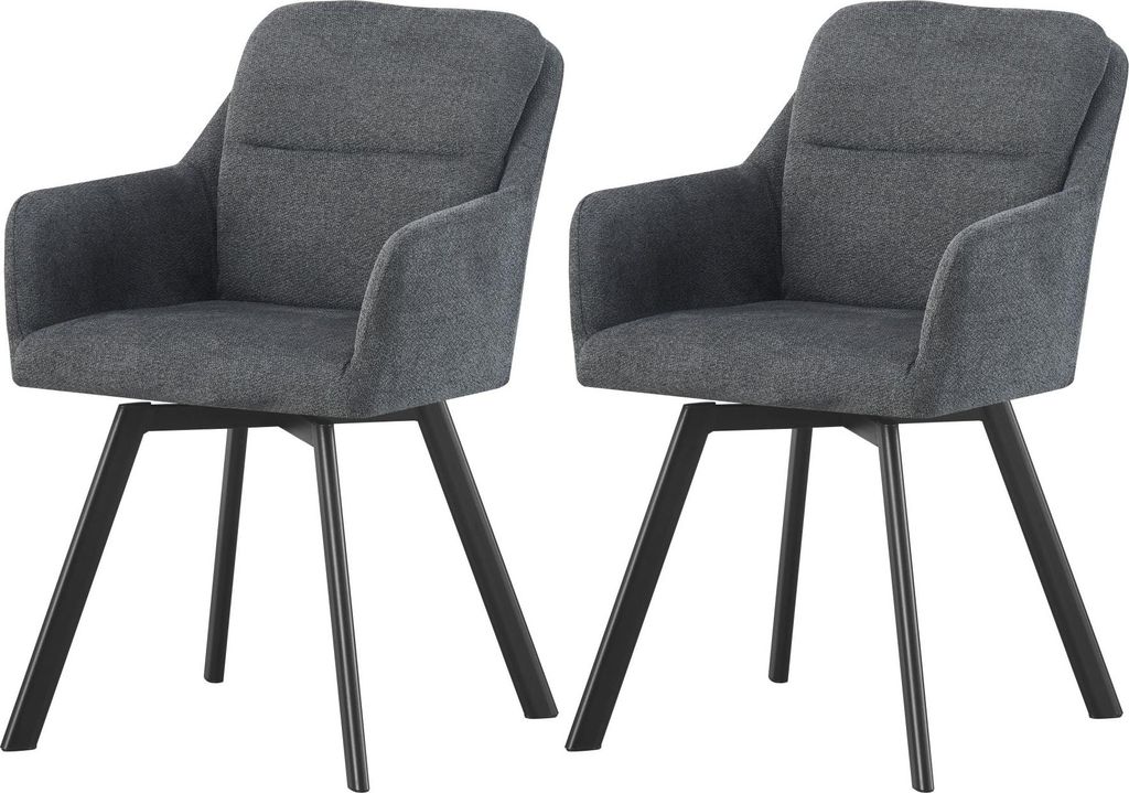 xonox.home Stuhl 2er Set Sophie Chenille-Optik anthrazit (B/H/T): 53 x 87 x 62 cm