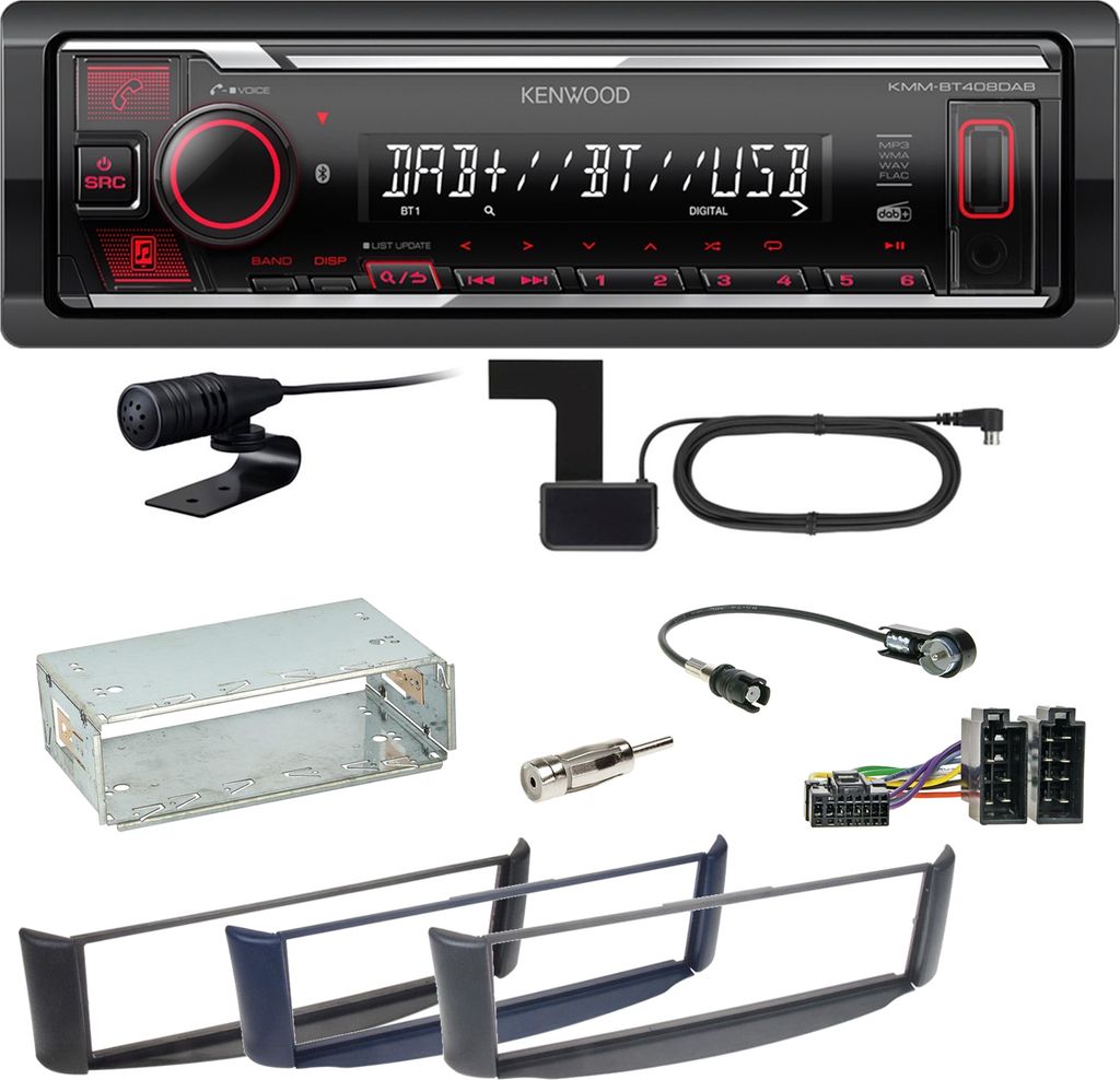 Kenwood KMM-BT408DAB Bluetooth Digitalradio USB Einbauset Smart ForTwo 450
