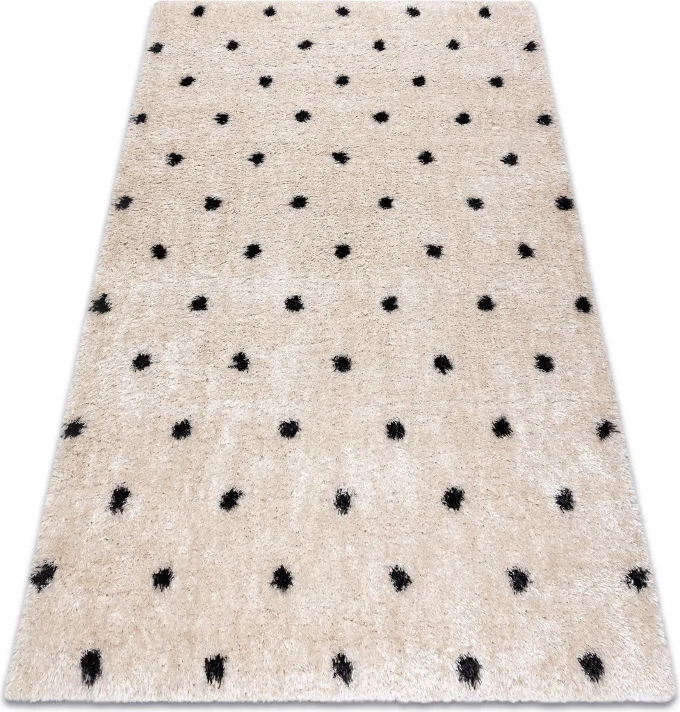 Grand tapis de salon shaggy à pois FLUFFY 2370 crème beige 160x220