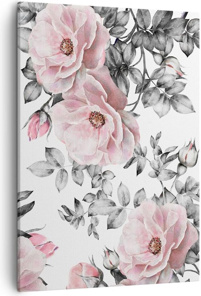 Bild auf Leinwand - Leinwandbild - Einteilig - Blumen Blätter Pflanze Rose - 50x70cm - Wand Bild - Wanddeko - Wandbilder - Leinwanddruck - Wanddek...