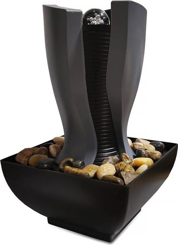 LED-Zimmerbrunnen aus Kunststoff (Tischmodell) Feng Shui Brunnen - Zimmerbrunnen aus Kunststoff - 22 x 22 x 28 cm - Mit LED-Beleuchtung und USB-Ans...
