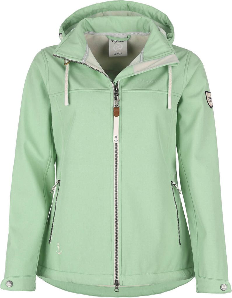 Dry Fashion Damen Softshelljacke Baltrum - Melierte Jacke mit Fleece-Innenfutter in Lindgrün Melange Größe 40