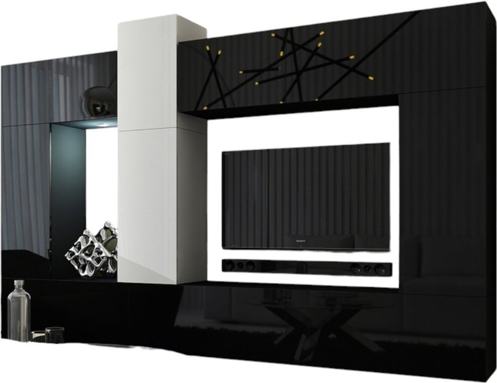 Meublorama FH-C22-22-HG-BW-2+1-SQUERE-RGB*11C/136KG, 7 Regale, 10 Tür(en), Schwarz, Mitteldichte Faserplatte (MDF), 350 mm, 2730 mm