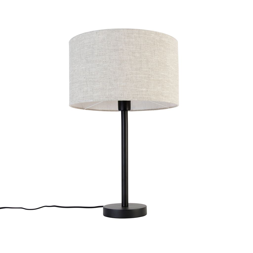 QAZQA - Design Moderne Tischlampe schwarz mit Bouclé-Schirm Produktbild 