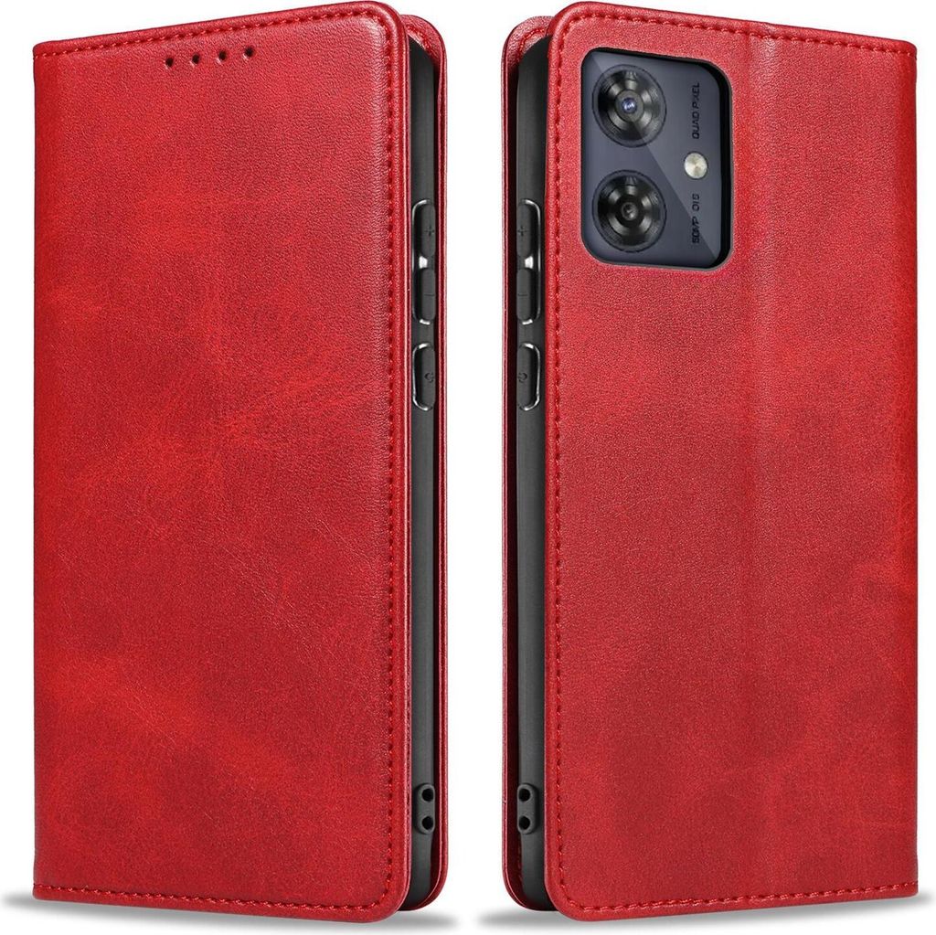 Handyhülle für Motorola Moto G54 Kunstleder Flip Cover Hülle Handytasche Case Kartenfach Farbe: Rot