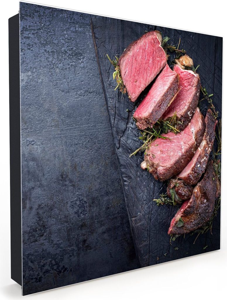 Nachbildung-Schlüsselkasten, Magnetpinnwand und Memoboard mit Glasfront Motiv Rosa Roastbeef