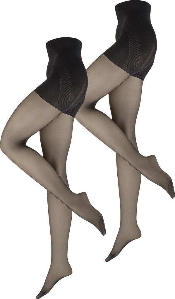 NUR DIE 2-Pack Shape Strumpfhose Goodbye Laufmaschen - schwarz - Größe 38/40 = S