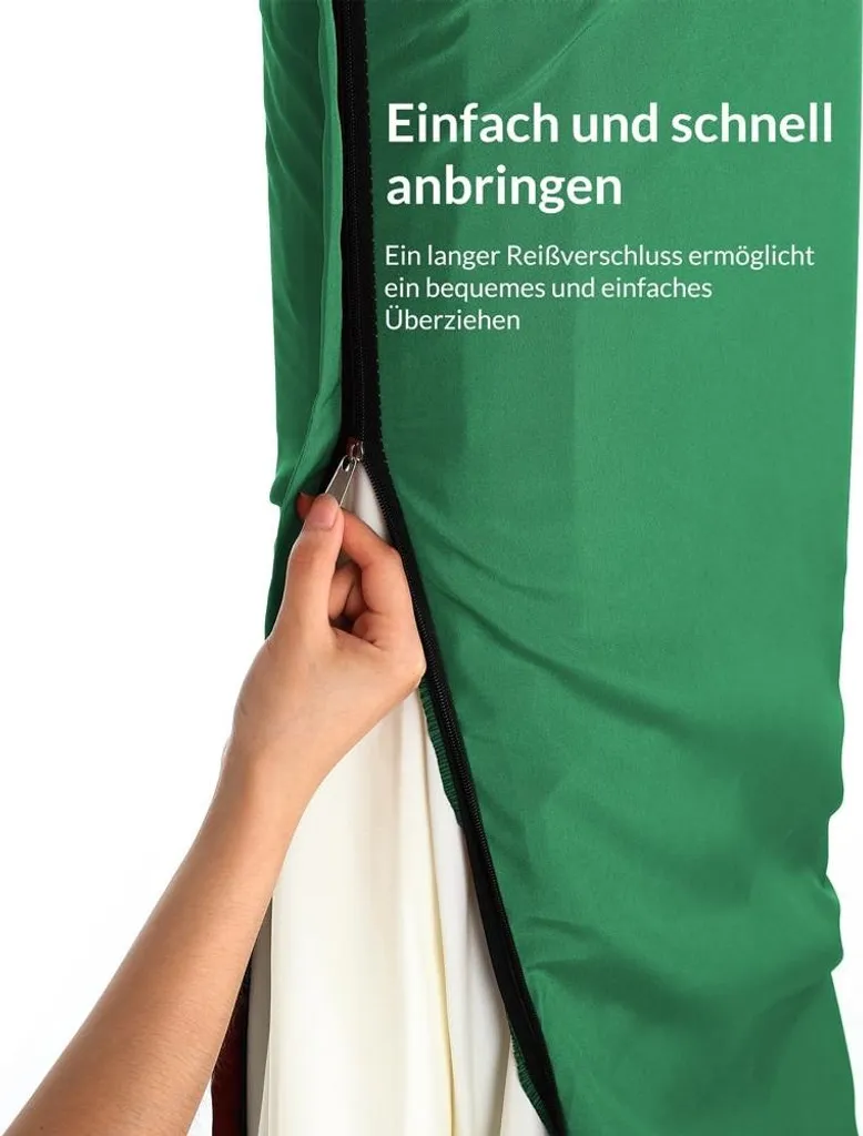 Protection parasol 3m en polyester vert imperméable avec zip de serrage - 5