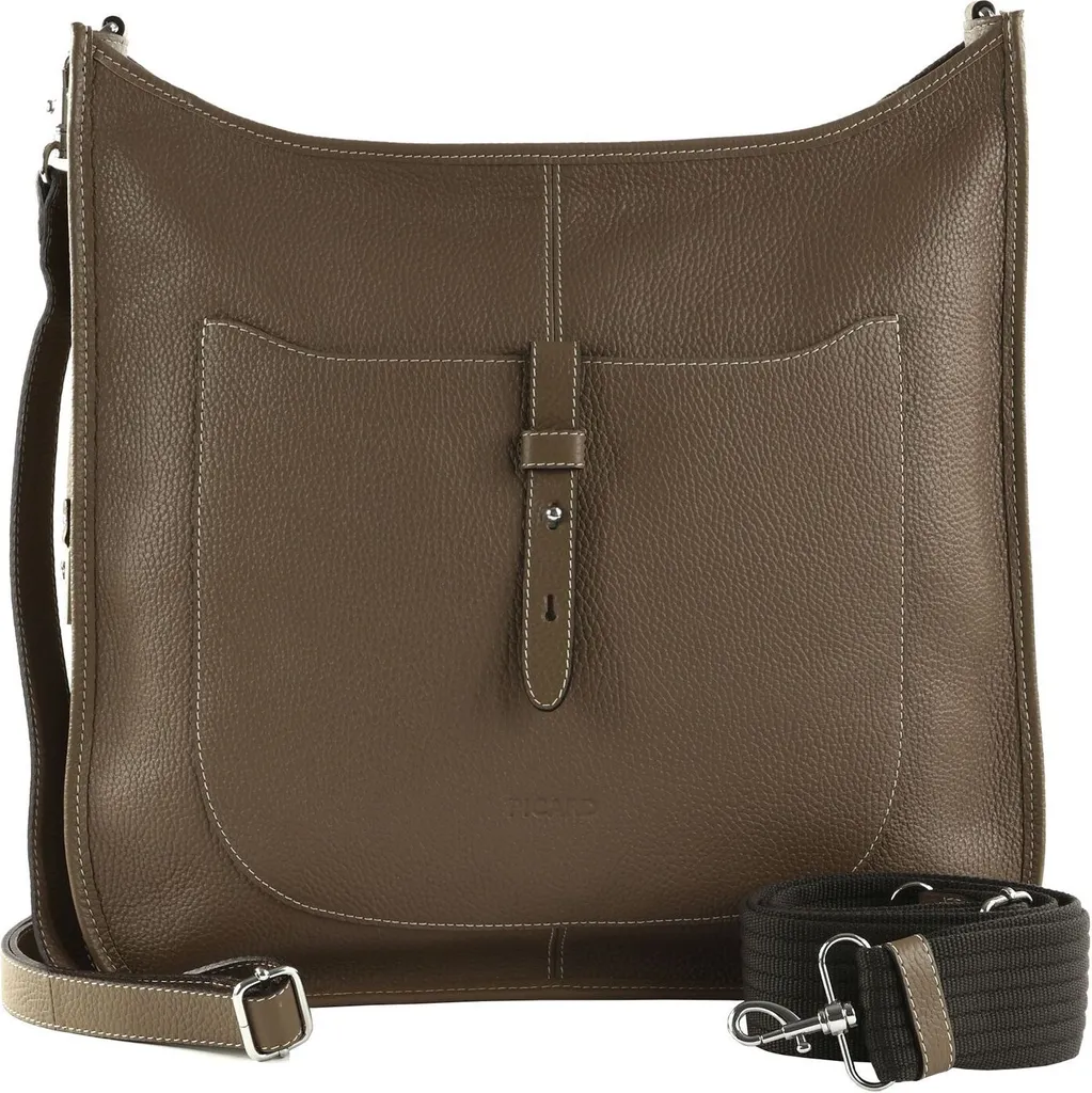 Sac à épaule bandoulière pour femme chic en maroquinerie taupe