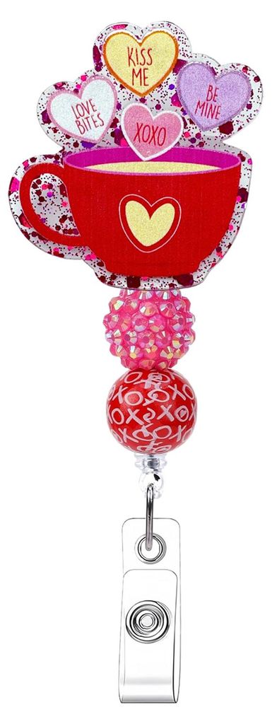 Selbstgemachter Perlen-Ausweishalter, Valentinstag-Ausweisclip, verstellbares und ausziehbares Lanyard für Schlüssel, Ausweis, kreatives Geschenk...
