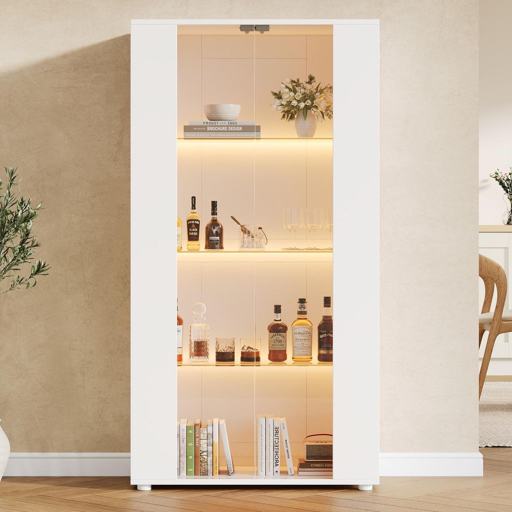 Merax Vitrinenschrank mit LED Beleuchtung, Glasvitrine mit Produktbild 