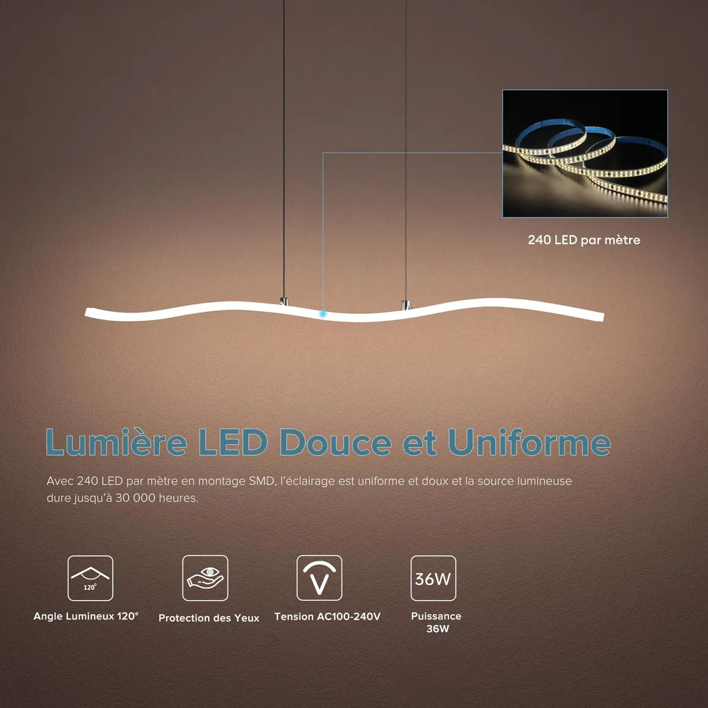 Plafonnier LED Salon et Chambre Alivetta3300 Blanc avec Télécommande - 5