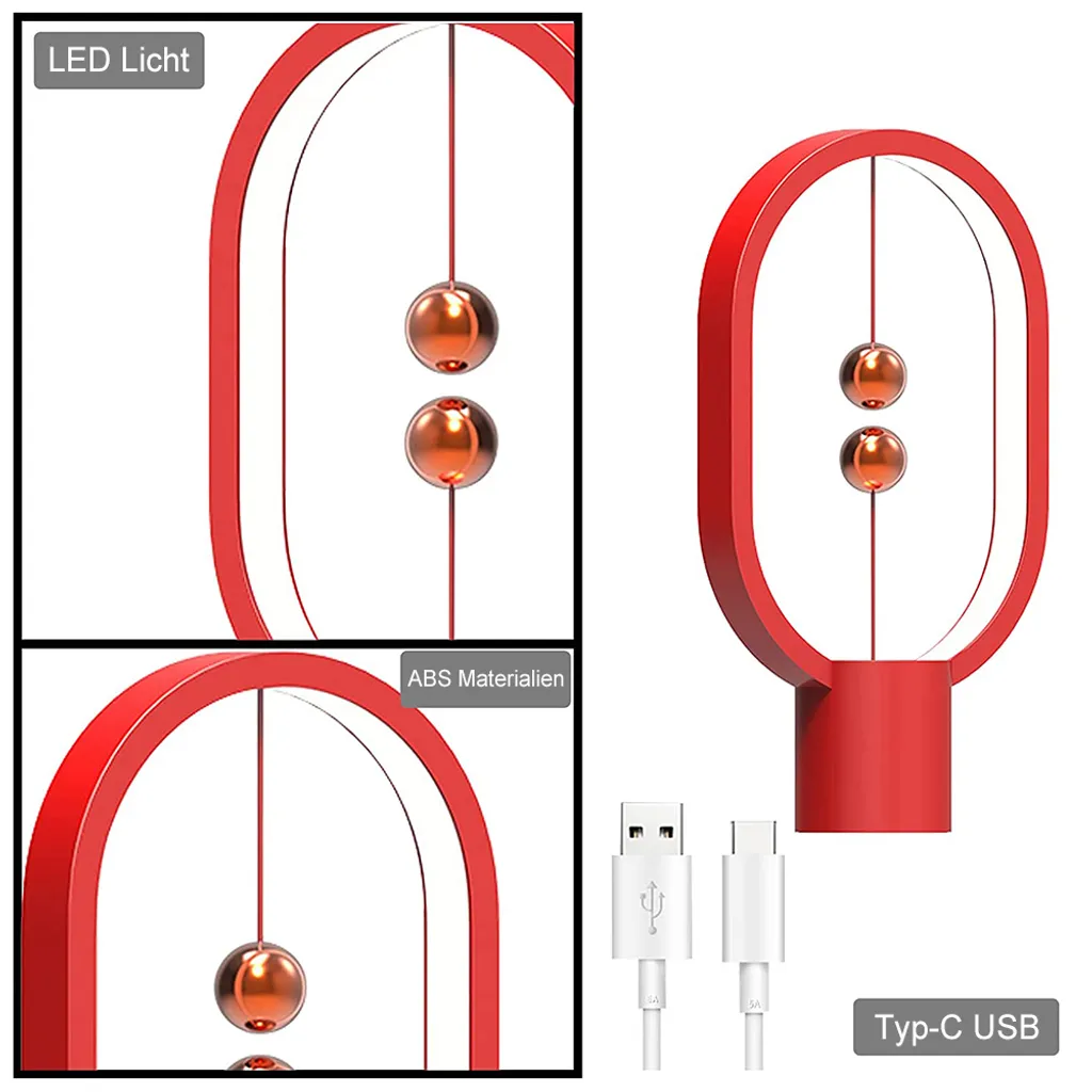 Lampe de table USB à suspension magnétique avec éclairage LED doux