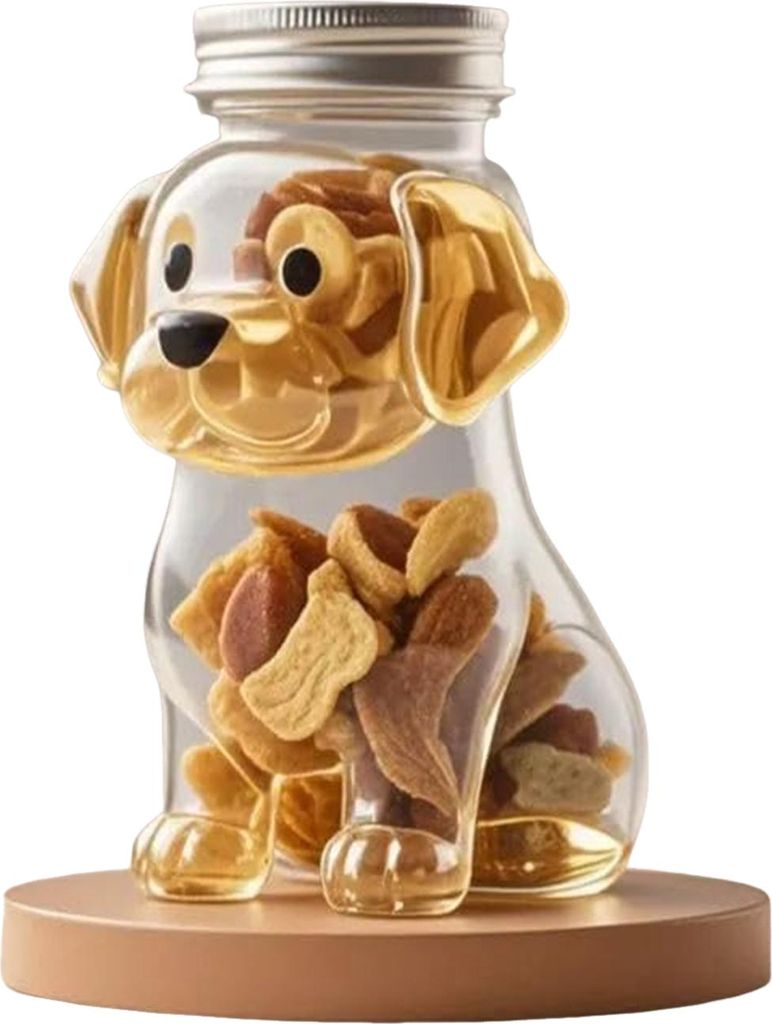 Leckerli-Glas für Haustiere, wiederverwendbar, Hundeform, luftdichter Vorratsbehälter für Tierfutter, Chihuahua/Französische Bulldogge/Dackel, ...