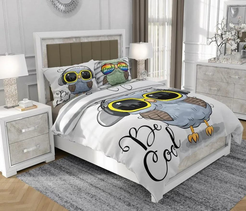 Biancheria da letto 200x220 cm + 2x70x80 cm, set 3 pezzi, 100% cotone, cerniera, multicolore - SOVIO | So.0314