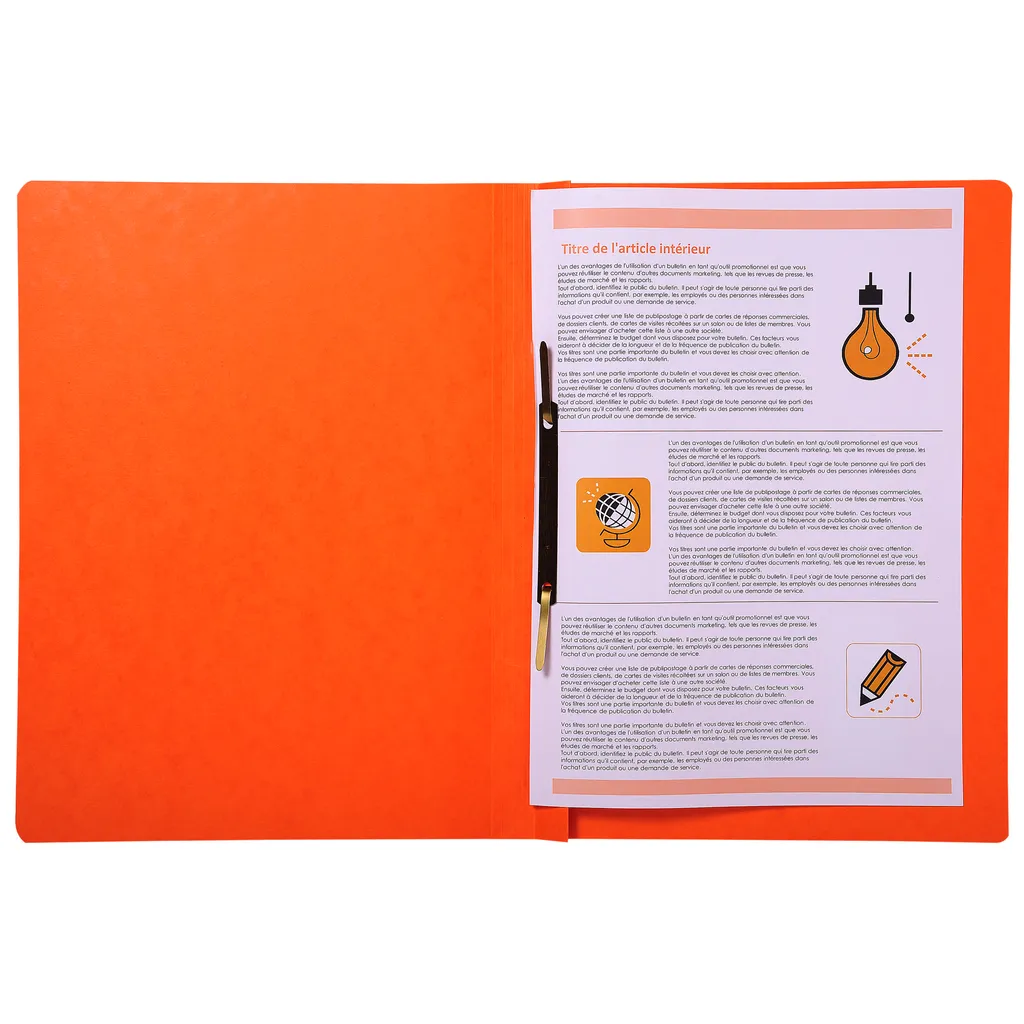 Chemise à Lamelle A4 Orange 355g pour Protéger et Relier vos Documents