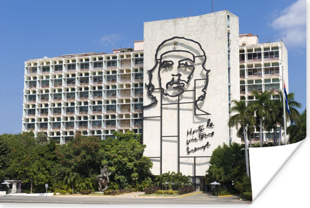 MuchoWow Poster Porträt von Che Guavara mit Blick auf den Platz der Revolution 180x120 cm - Fotoplakat