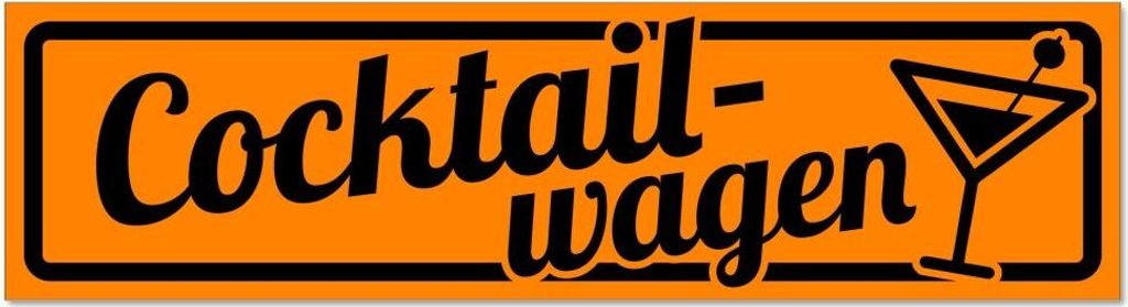 Kiwistar - Autoaufkleber - Orange - Schwarz - 20 x 5,3 cm - Cocktailwagen mit Glas invertiert - Hinweis Aufkleber Sticker für Auto, Kfz, Fahrrad, ...