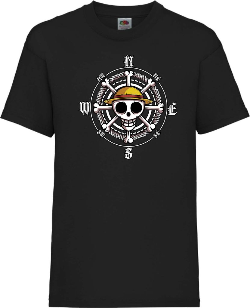 Kinder T-Shirt One Manga Piece Anime 10 Pirates, 12-13 Jahr - 152 / Schwarz