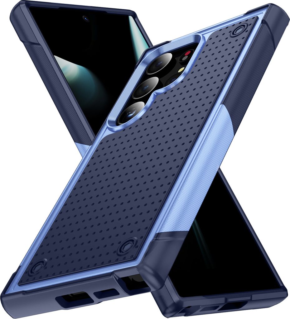 Hülle Für Samsung Galaxy S24 Ultra Militärqualität Stoßfest Hybrid 2 in 1 Hart PC Weich TPU Handyhülle Lila Blau