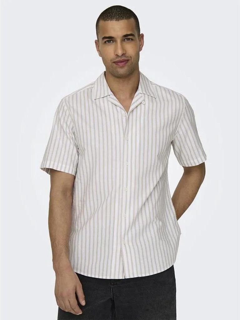 Only & Sons Alvaro Resort Oxford Kurzarmhemd Beige L Herren Beige L