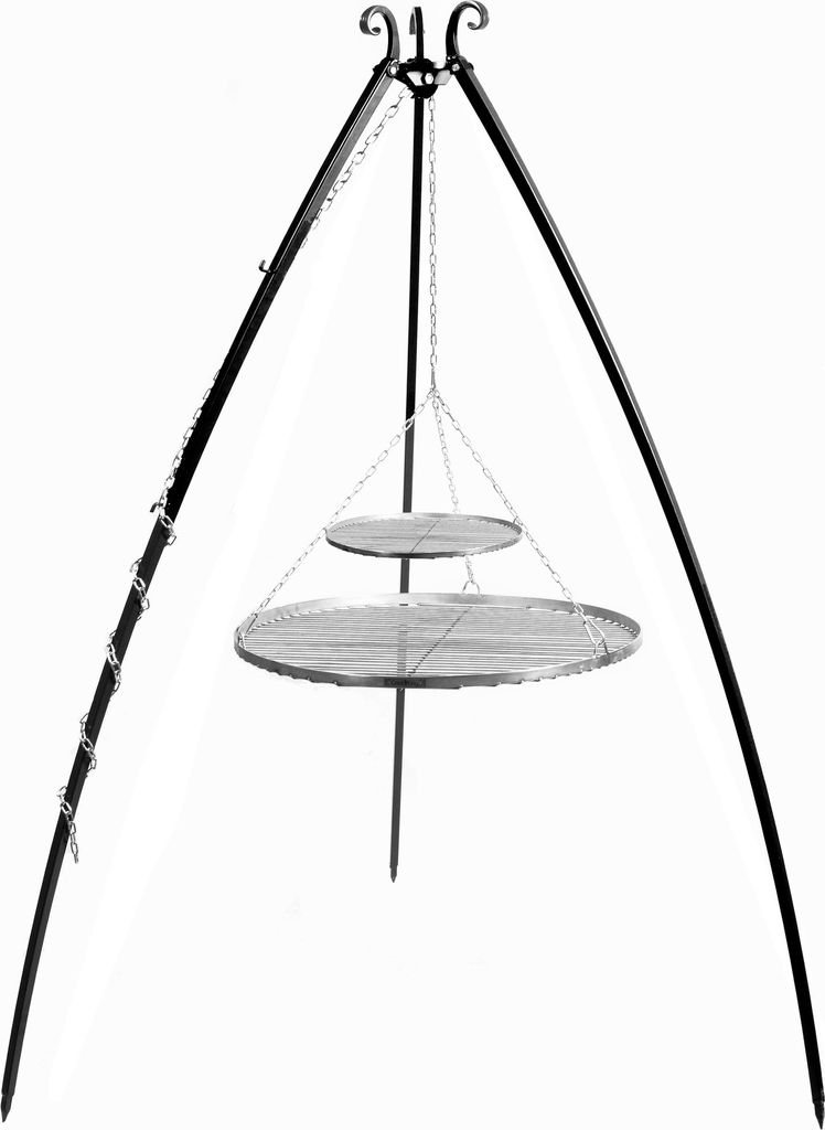 Schwenkgrill 200 cm - Doppelrost aus Rohstahl 70 cm + 40 cm Produktbild 