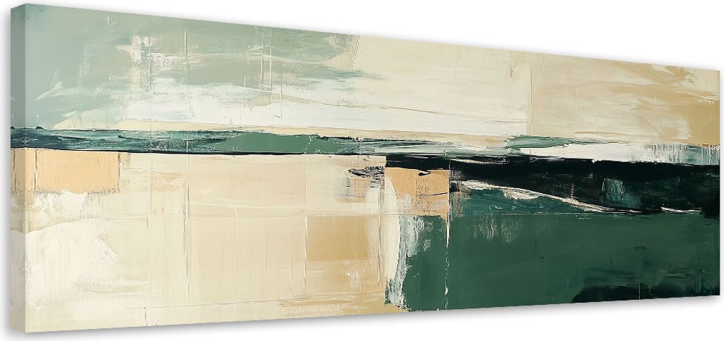 Leinwandbild Abstraktion Grün Beige Gold Loft 120x40 Feeby Grün bild für die wand bereit zum aufhängen