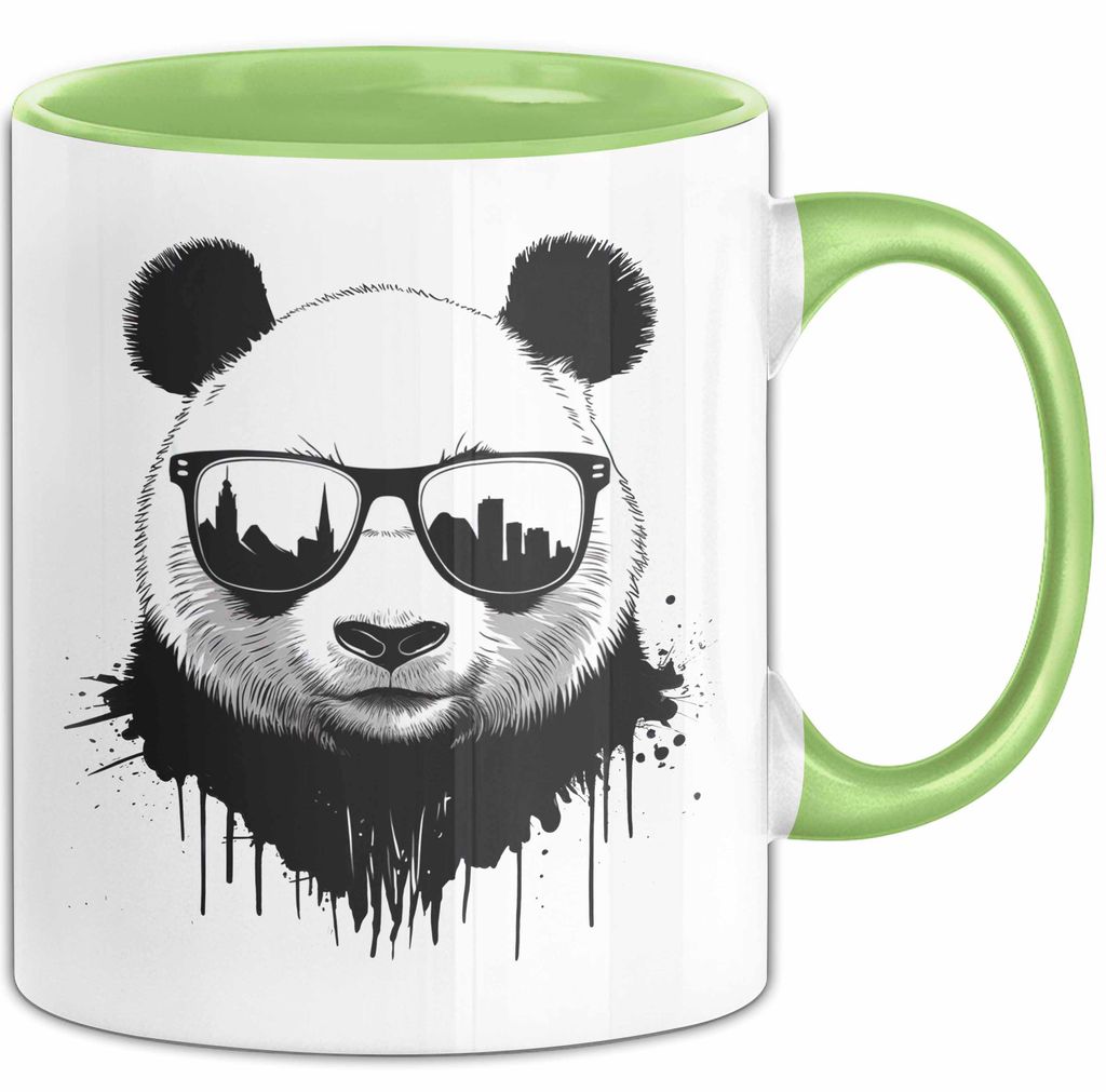 Panda Mit Sonnenbrille Tasse Geschenk Lustige Geschenkidee Spruch (Grün)