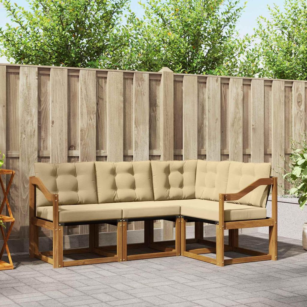 "SALE 2026"Outdoor-Sofagarnitur - CLORIS - Balkonmöbe/Sitzgruppe - mit Kissen 4 pcs - Moderne Design - Natur und Beige - Gartensofas NeuMöbel654045