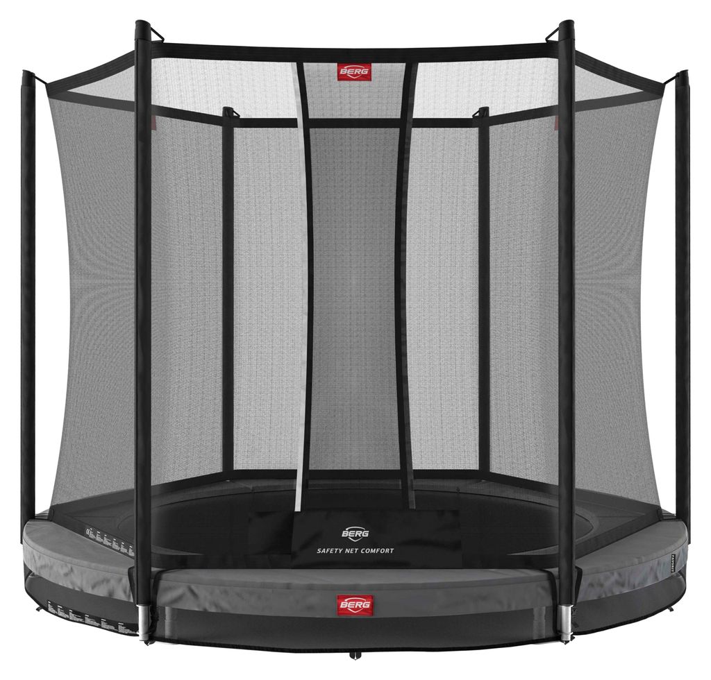 BERG Favorit InGround Trampolin 270 cm Grau mit Sicherheitsnetz Comfort