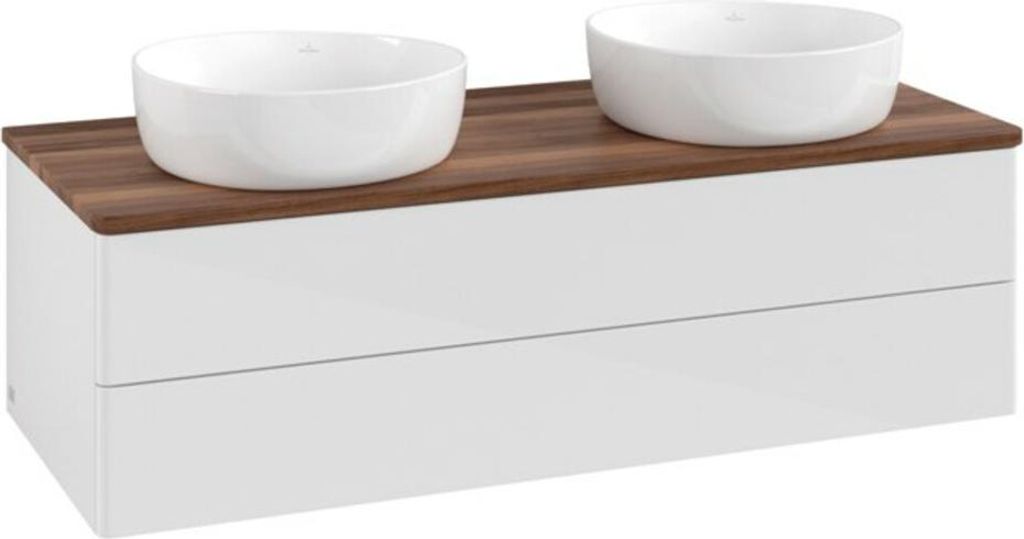 V&B Waschtischunterschrank ohne Frontstruktur Antao 120x36x50cm, WBP w. wal, glo wh. Lac