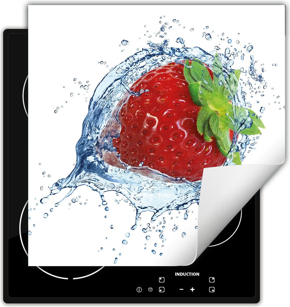DarHaus Herdabdeckplatte 60x52 cm Anti Rutsch Matte Aufrollbar, Erdbeere
