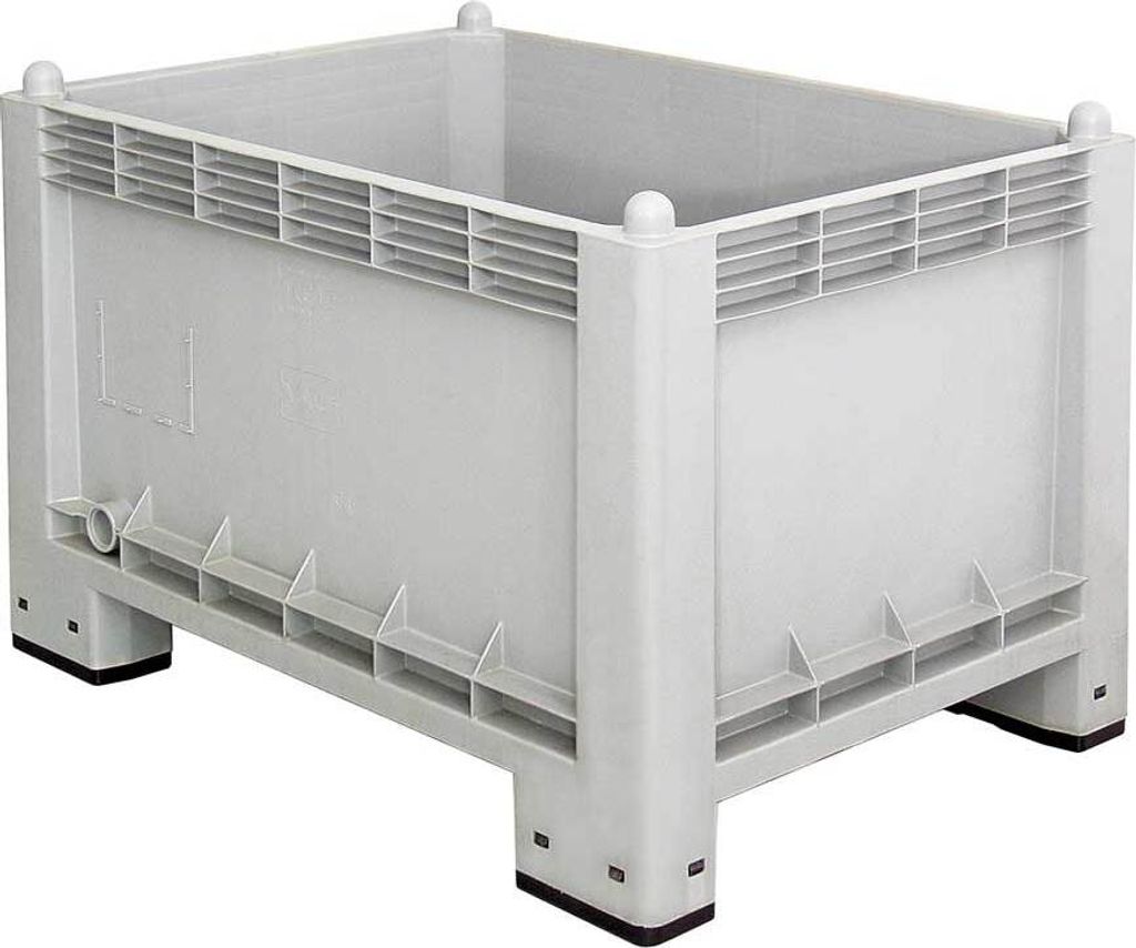 Industriebox mit 4 Füßen, lebensmittelecht, Inhalt 300 Liter Wände u. Boden geschlossen, LxBxH 1000 x 700 x 650 mm