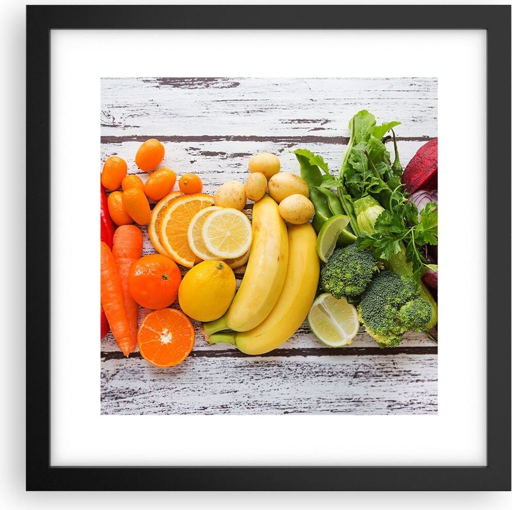 Gerahmtes Poster - Schwarzer Rahmen - Essen Gemüse Essen frisch - 30x30 cm - Wand Bild - Wanddeko - Wandbilder - Wandposter - Bilderrahmen - Bilde...