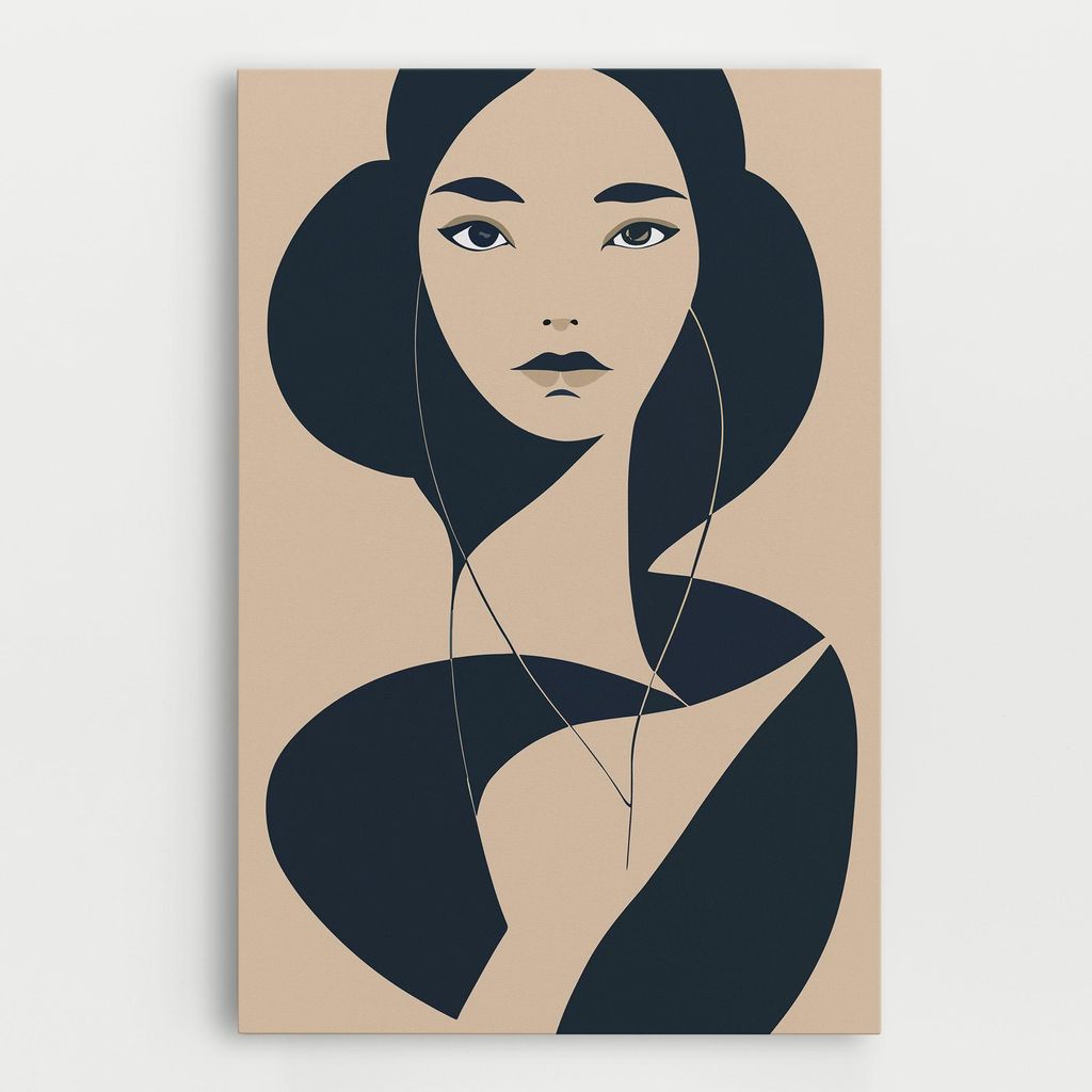 ARTHUB Leinwandbild 30x40 cm, Cream Blue Woman | Wohnzimmerdekoration, Hängende Bilder, Wanddekoration, Heimdekoration, Frauen, Abstrakte Frauen