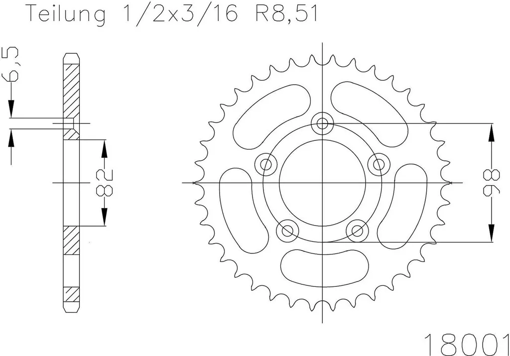 Esjot Pignon de chaîne 18001 461 Acier 1/2 x 7/32 pour Moto et Cyclo