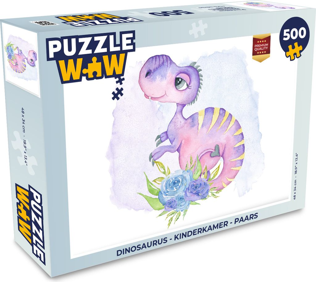 MuchoWow Puzzle 500 Teile Dinosaurier - Kinderzimmer - Lila - Mädchen - Kinder - 500 Teile - Kinder - Selberbauen - Puzzlespiele