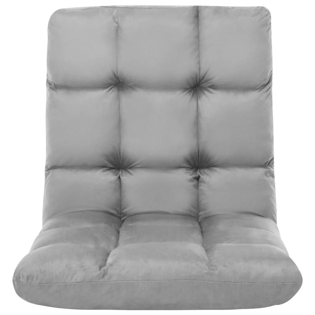 Chaise de sol pour méditation ou lecture, pliable, microfibre gris clair