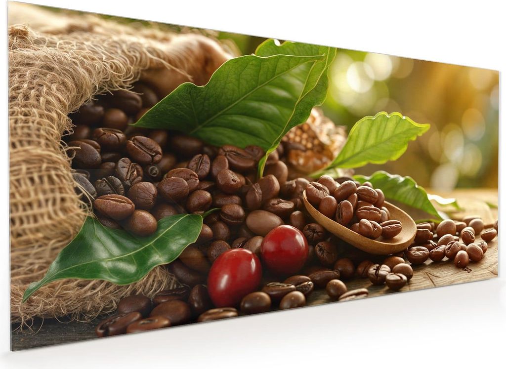 Küchenrückwand Spritzschutz Glas mit Motiv Kaffeebohnen 40 x 40 cm