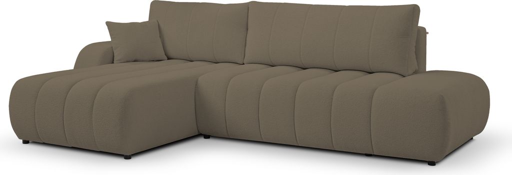 DomoHome Moderne Couch mit Schlaffunktion mit Abmessungen 145x212 cm und Bettkasten, Komfortable Polsterung, Stoffbezug, Dekokissen Inklusive, Link...