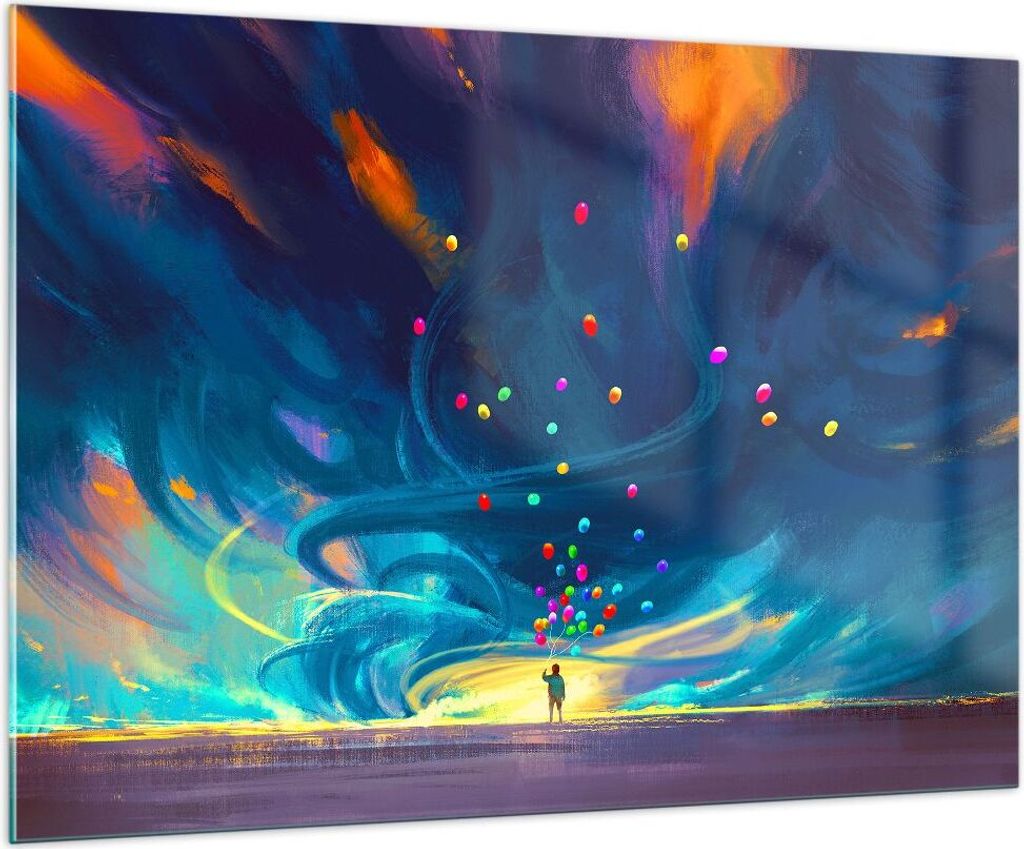 Bilder auf glas - Abstraktion Ballon - 100x70cm - Glasbilder - Wandbilder - Kunstdruck - zum Aufhängen bereit - Wanddekoration aus Glas - Glas Bil...