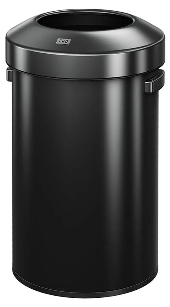 EKO Poubelle Urbaine 60L en Acier Inoxydable Noir - Design Robuste
