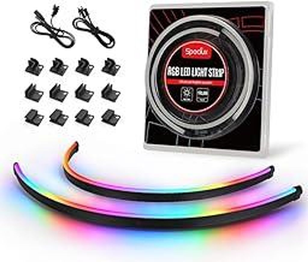 Neon Digital LED-Strip Combo-Set PC-LED-Streifen 400mm 5-V-3-Pin-Aura-SYNC, Gigabyte-Fusion, Mit 12 Starken Magnethalterungen