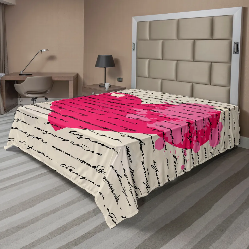 Drap Plat Doux Anti-Plis ABAKUHAUS Vintage 266x260cm Magenta et Beige