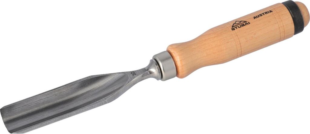 Hohlbeitel mit Holzgriff aus Rotbuche, STUBAI Hohleisen 30 mm, STUBAI Hohleisen Stemmeisen für präzise Holzbearbeitung, Stechbeitel für Schreine...