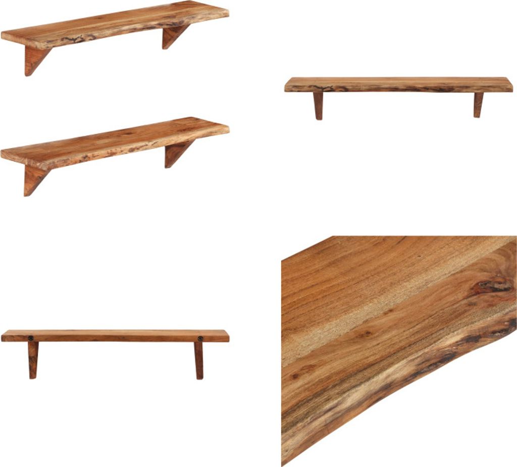 vidaXL Wandregale 2 Stk. 90 x 20 x 18 cm Massivholz Akazie - Regal - Regale - Büroregal - Büroregale